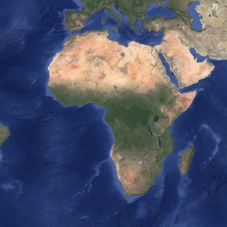 Map of africa with a target icon